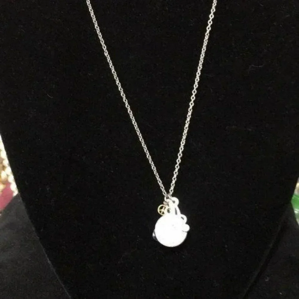 Peace sign beaded A letter‎ charm necklace